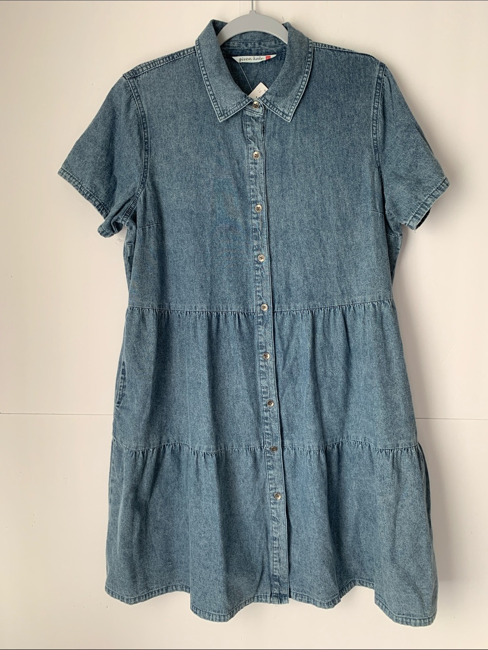NWT Given Kale  Light Blue Denim Button Front Dress Size XL
